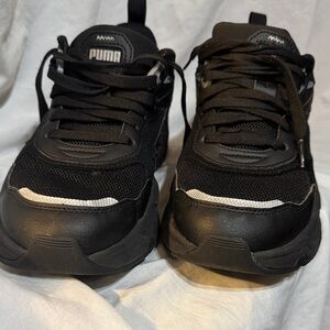 Puma Chunky Black Platform Sneakers with Reflective Detail